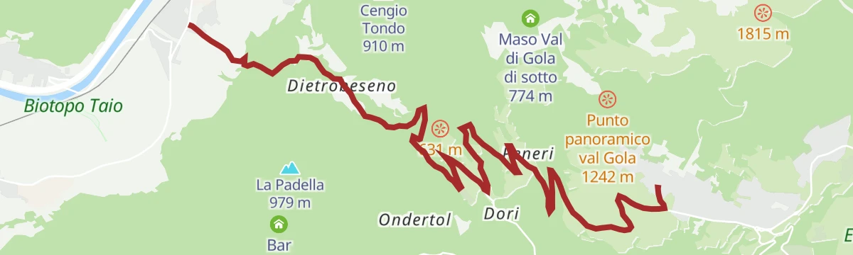 Route map: Climb to Folgaria